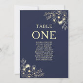 Navy Blue Floral Wedding Seating Chart (Voorkant)