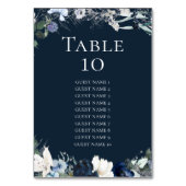 Navy Blue Floral Wedding Seating Chart Kaart (Achterkant)