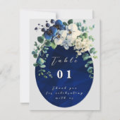 Navy Blue Floral Wedding Table Numbers (Voorkant)