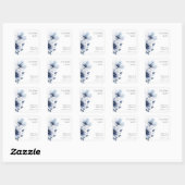 Navy Blue Floral Wedding Vierkante Sticker (Vel)