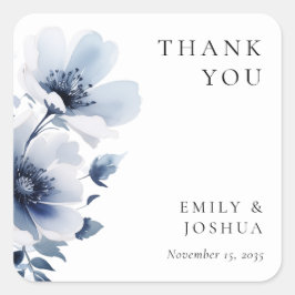 Navy Blue Floral Wedding Vierkante Sticker