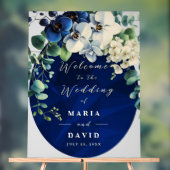 Navy Blue Floral Wedding Welcome Sign Acryl Bord (Neutraal)