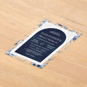 Navy Blue Floral White Lace Muslim Wedding Acryl Uitnodigingen (Laagn)