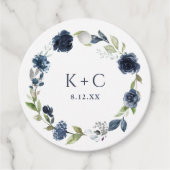 Navy Blue Floral Wildflower Wedding for Labels (Voorkant)