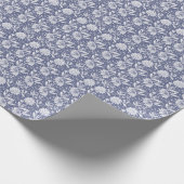 Navy Blue Floral William Morris Style Cadeaupapier (Hoek)