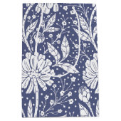 Navy Blue Floral William Morris Style Medium Cadeauzakje (Voorkant)
