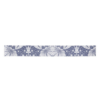 Navy Blue Floral William Morris Style Satijnen Lint