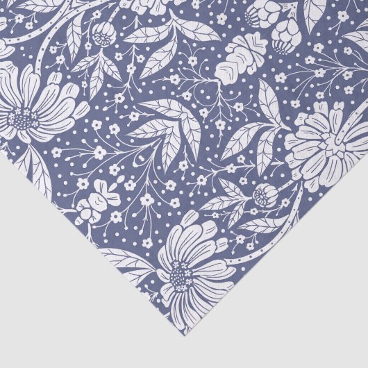 Navy Blue Floral William Morris Style Tissuepapier (Detail)