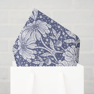 Navy Blue Floral William Morris Style Tissuepapier