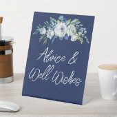 Navy Blue Floral Winter Weddenschap Reclamebord Met Voetstuk (Insitu)