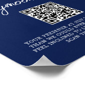 Navy Blue Floral Winter Wedding Honeymoon Fonds Poster (Hoek)