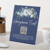 Navy Blue Floral Winter Wedding Honeymoon Fonds Reclamebord Met Voetstuk (Insitu)