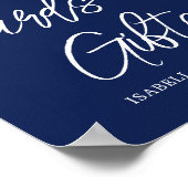 Navy Blue Floral Winter Wedding Kaarten Gifts Tabl Poster (Hoek)