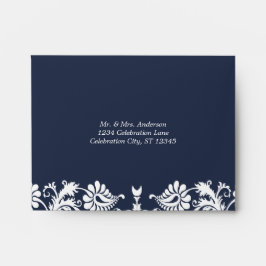 Navy Blue FloralDamask Enveloppen