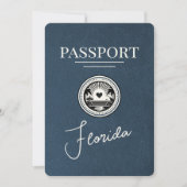 Navy Blue Florida Passport Bewaar de datum Save The Date (Voorkant)