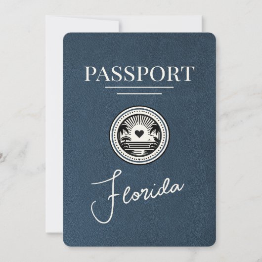 Navy Blue Florida Passport Bewaar de datum Save The Date (Voorkant)
