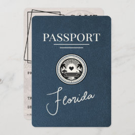 Navy Blue Florida Passport Bewaar de datum Save The Date