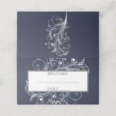 Navy Blue Flourish Recovery Place Card Plaatskaartje (Buitenkant ongevouwen)