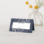 Navy Blue Flourish Recovery Place Card Plaatskaartje (Voorkant)