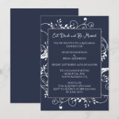Navy Blue Flourish repesal Dinner Invitation Kaart (Voorkant / Achterkant)