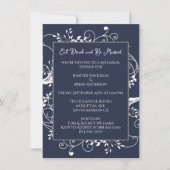 Navy Blue Flourish repesal Dinner Invitation Kaart (Voorkant)