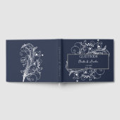 Navy Blue Flourish Wedding Guest Book Gastenboek (Volledig)