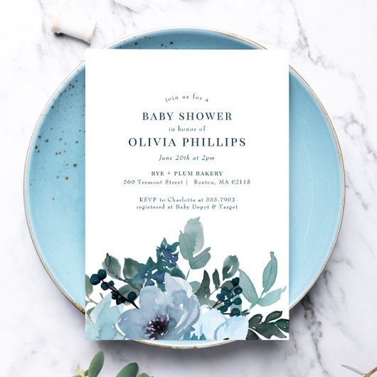 Navy Blue Flower Garden Baby shower