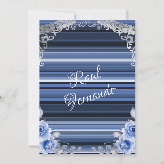 Navy Blue Flower Mexican Baby shower Fiesta  Kaart (Achterkant)