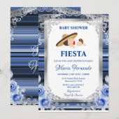 Navy Blue Flower Mexican Baby shower Fiesta  Kaart (Voorkant / Achterkant)