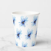 Navy blue Flower Minimalistisch elegant Vrijgezell Papieren Bekers (Achterkant)