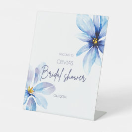 Navy blue Flower Minimalistisch Vrijgezellenfeest Reclamebord Met Voetstuk