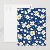 Navy blue flower patroon briefkaart (Voorkant / Achterkant)