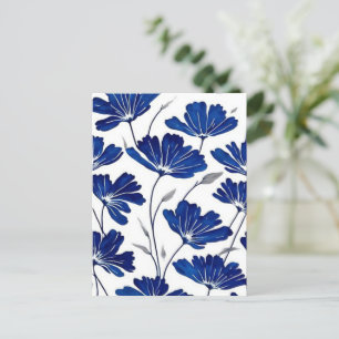 Navy blue flower patroon briefkaart