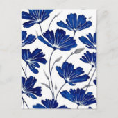 Navy blue flower patroon briefkaart (Voorkant)