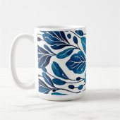 Navy blue flower patroon koffiemok (Links)