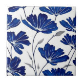 Navy blue flower patroon tegeltje (Voorkant)
