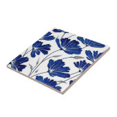 Navy blue flower patroon tegeltje (Zijkant)