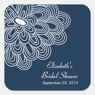 Navy Blue Flower Vrijgezellenfeest Favor Sticker