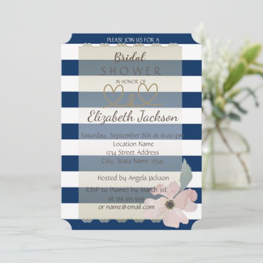 Navy Blue Flower Vrijgezellenfeest Kaart (Staand voorkant)