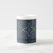Navy Blue Flowered China Mok (Voorkant)