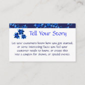 Navy Blue Flowered Designer Visitekaartje Kortingskaartje (Achterkant)