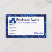 Navy Blue Flowered Designer Visitekaartje Kortingskaartje (Voorkant)