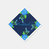 Navy Blue Flowered Servetten (Hoek)