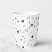 Navy Blue Flowers Afstuderen Papieren Bekers (Rechts)