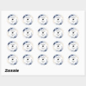 Navy Blue Flowers Afstuderen Ronde Sticker (Vel)