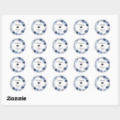 Navy Blue Flowers Afstuderen Ronde Sticker (Vel)