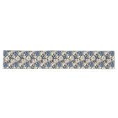 Navy Blue Flowers Elegant Table Decor Runner Lange Tafelloper (Horizontaal)