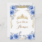 Navy Blue Flowers Gold Quinceanera Kaart (Achterkant)