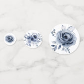 Navy Blue Flowers Graduation Party Confetti (Voorkanten)