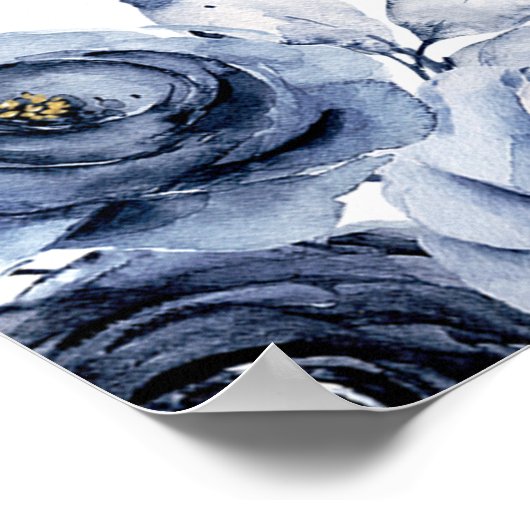 Navy Blue Flowers Graduation Party Foto Prop Poster (Hoek)